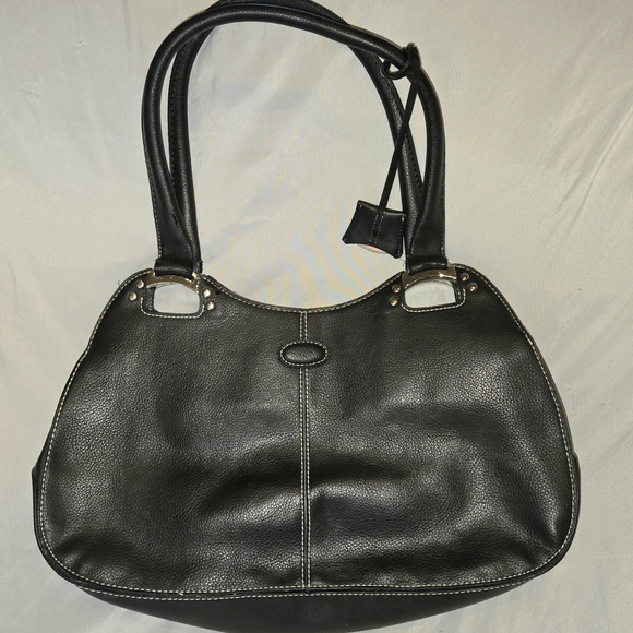 Handbags - Classic Black Faux Leather Tote Bag - Unbranded